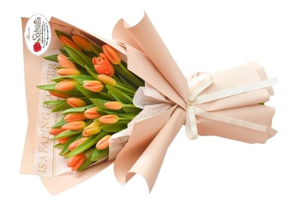 ramo-con-30-tulipanes-naranjas 10 y 11 de mayo